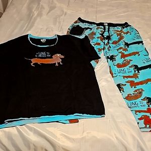 Women's Lazy One Dachshund PJ Set sz XL